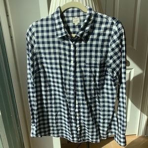EUC J. Crew Navy Gingham Botton-Down